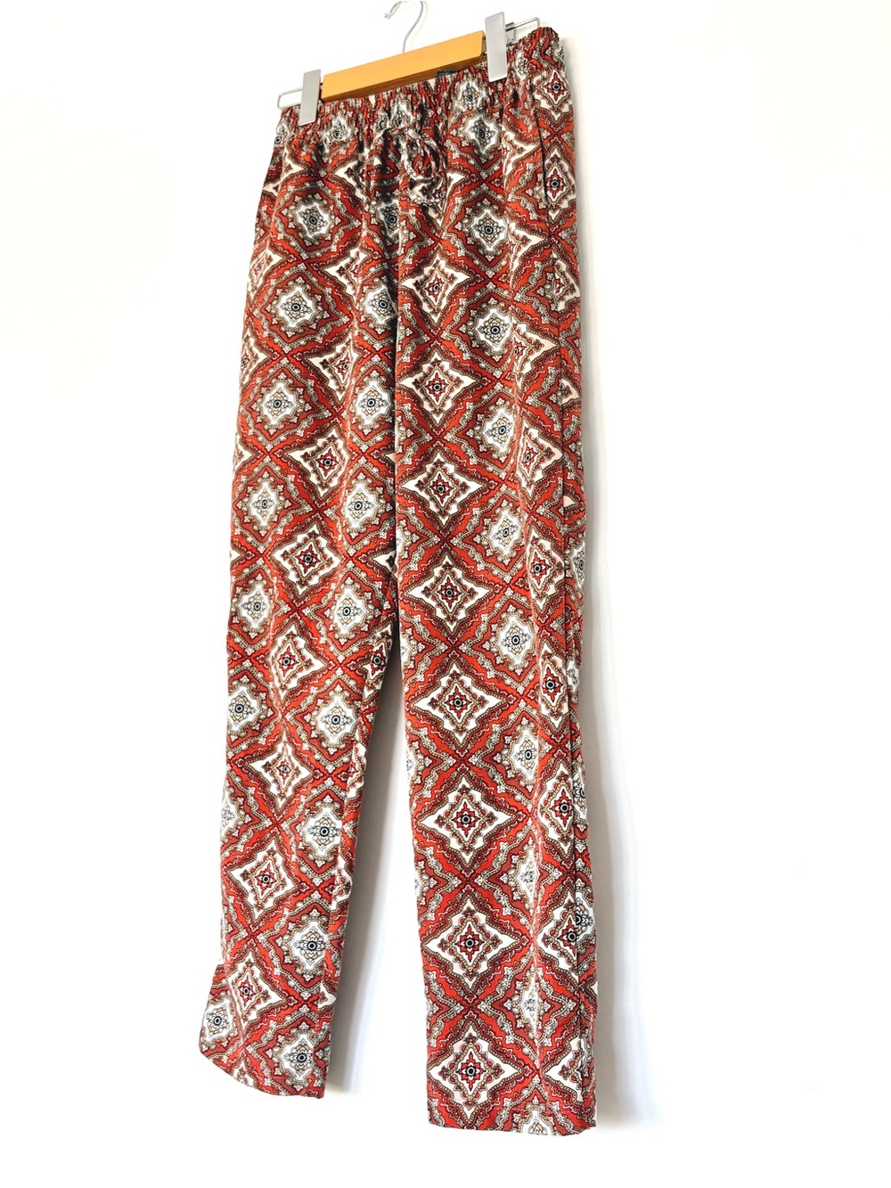 Women’s H&M Boho Pant Tile-Print Elastic Waist Wide-Leg Pants Size 6